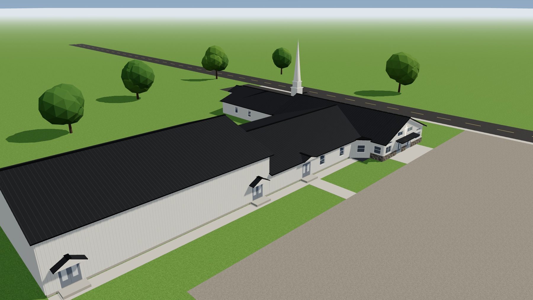 Rendering of the church with the planned new wing